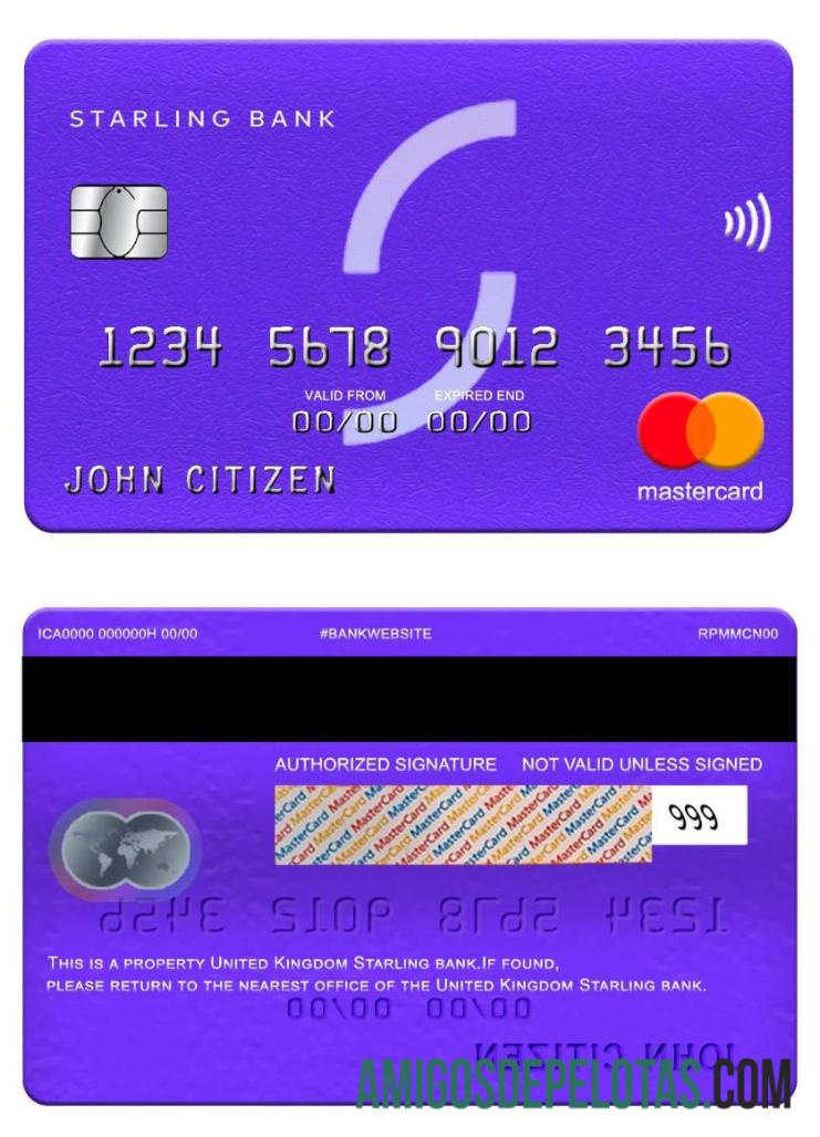 Reino Unido Starling Bank Mastercard baixar para verificação